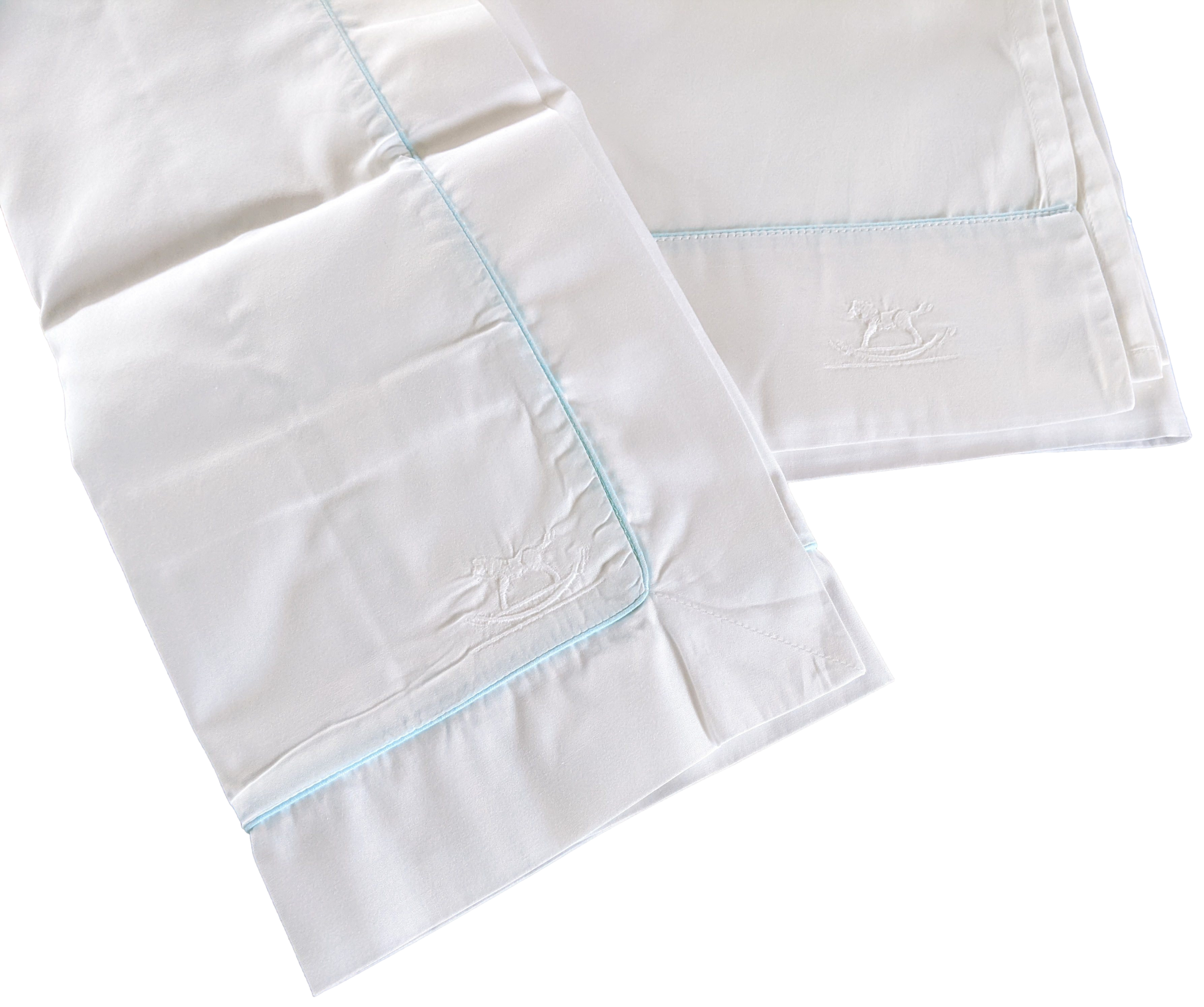 Hermes Blanc/Bleu Azur Trim Parure de Berceau " Adada " Crib Set