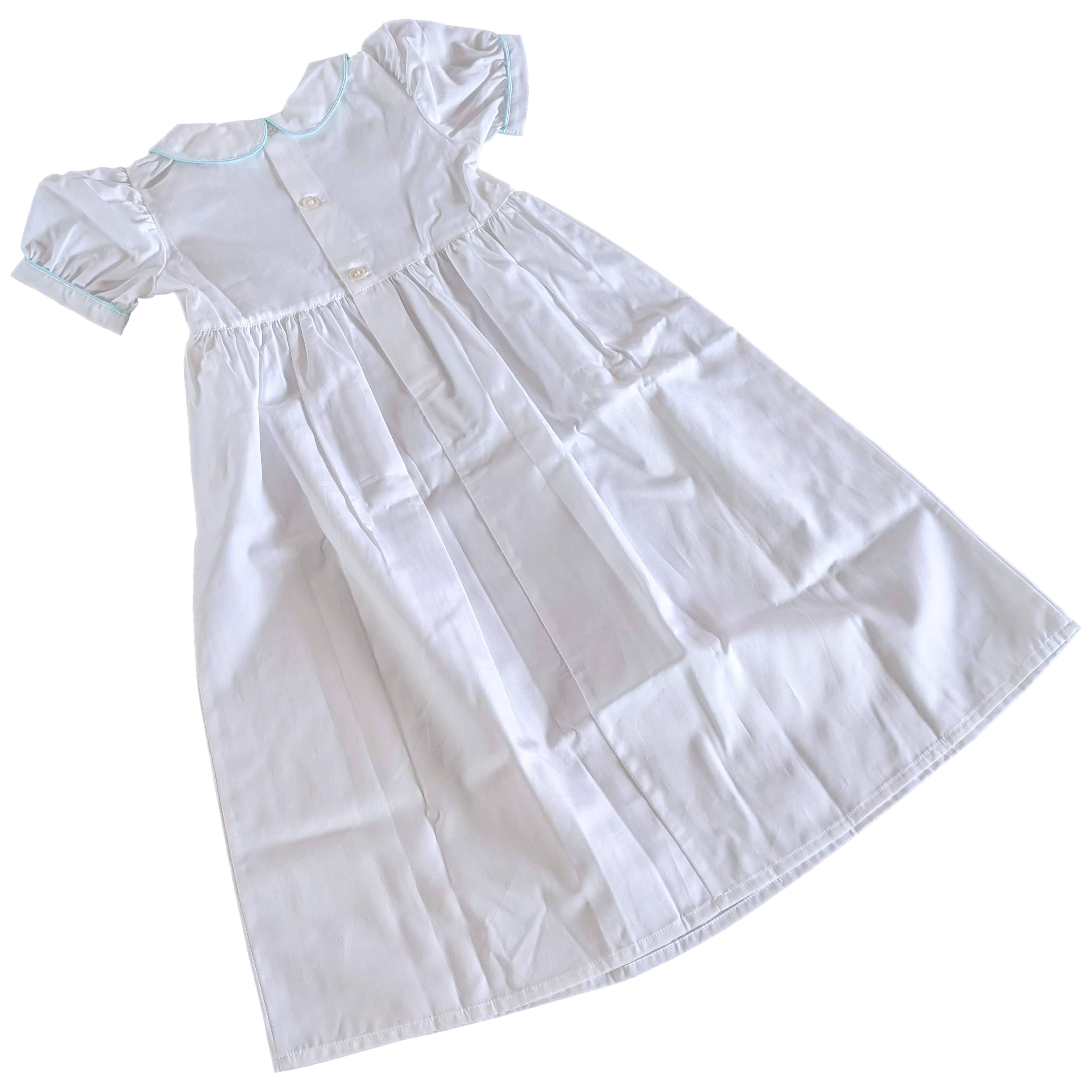 Hermes White/Ice Blue Trim " Adada " Nightdress for girls, Sz2