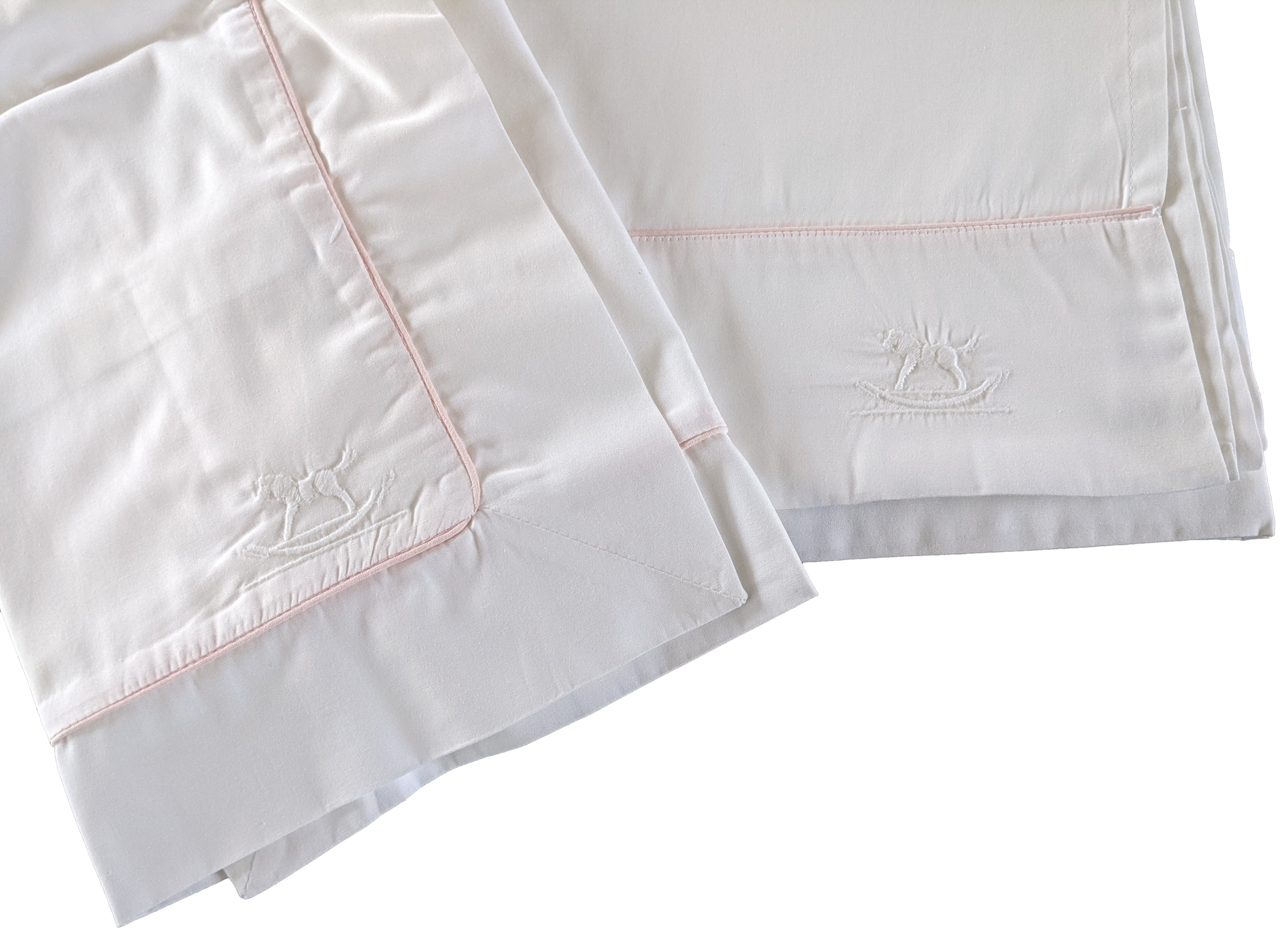 Hermes Blanc/Rose Trim Parure de Berceau " Adada " Crib Set