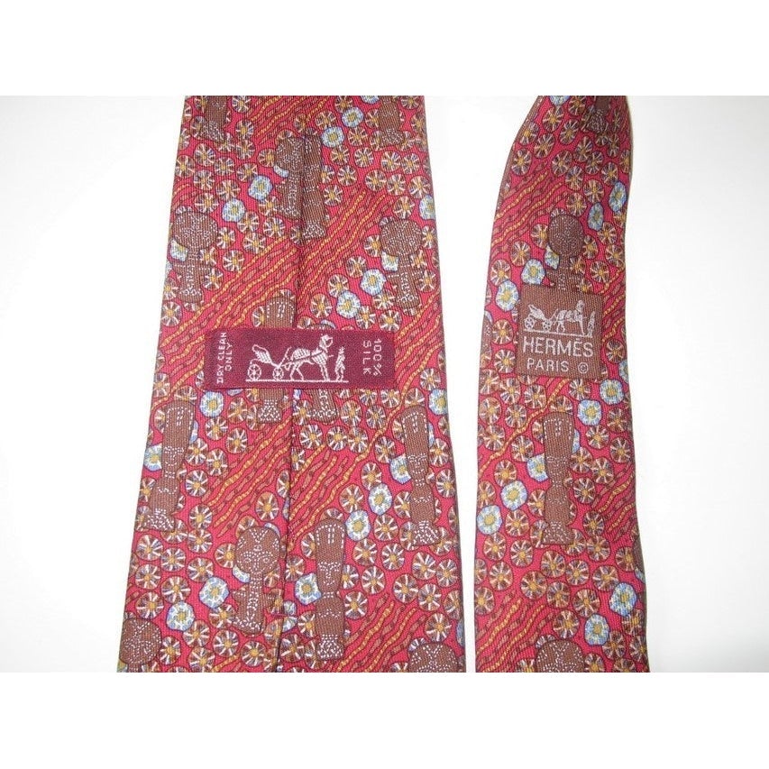 Hermes Africa Mask Twill Tie 7639 TA