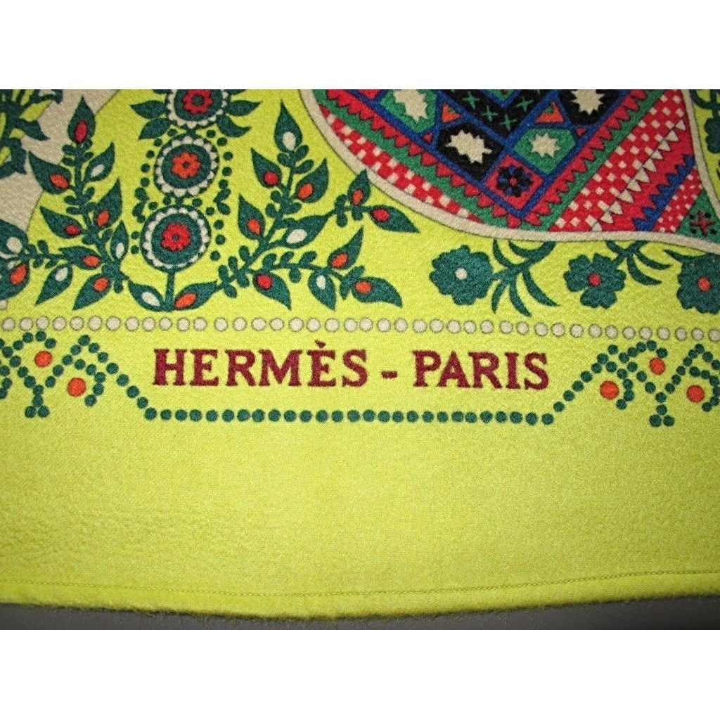 Hermes Anis Arbre de Vie 94% Cashmere Blanket Plaid GM
