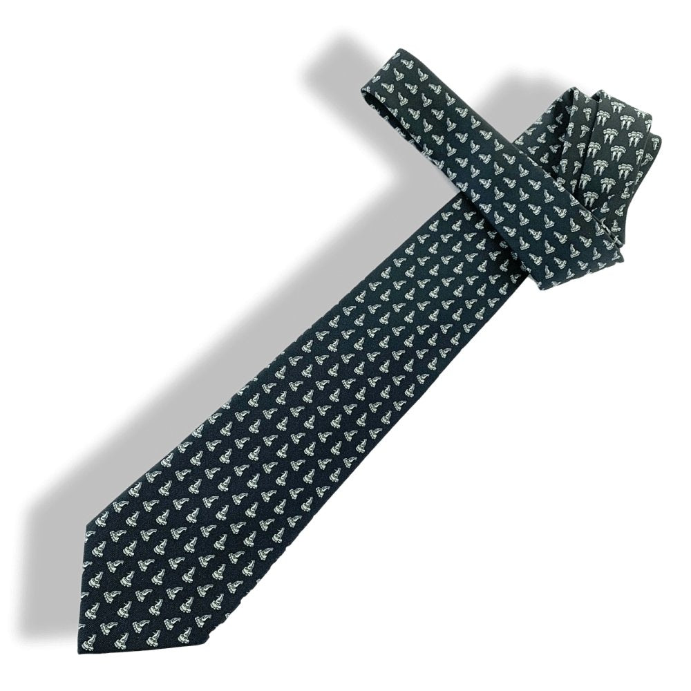 Hermes Anthracite Grey Penguins ICE LOVE YOU TWILLBI Twill Silk Tie, NWT in Pochette! - poupishop