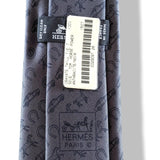 Hermes Anthracite/Noir HORSE POWER Twill Silk Tie 7 cm, BNWT!