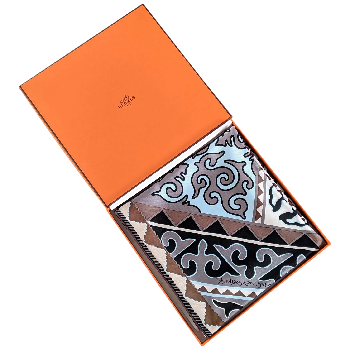 Hermes 2017 Naturel/Marron/Ciel "Appaloosa des Steppes" by Alice Shirley Twill Silk 90cm