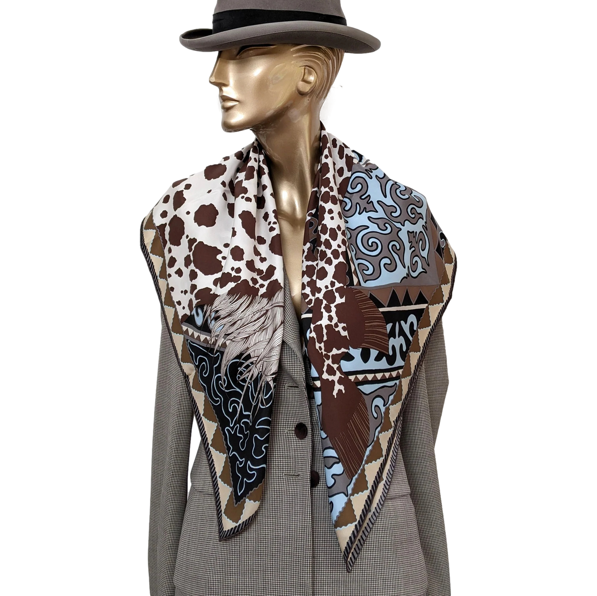 Hermes 2017 Naturel/Marron/Ciel "Appaloosa des Steppes" by Alice Shirley Twill Silk 90cm