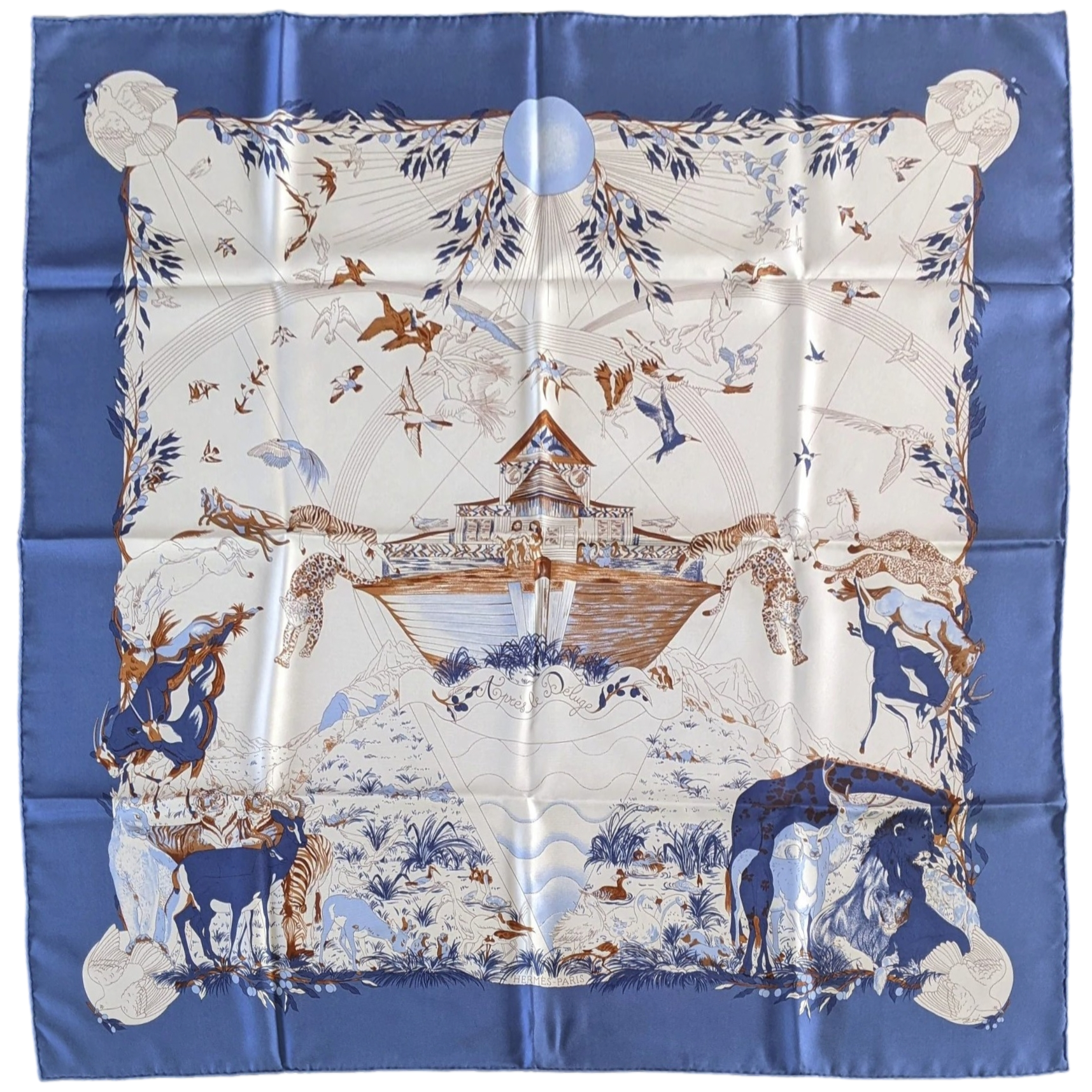 Hermes 2000 Bleu/Blanc "Apres le Deluge" by Zoe Pauwels Twill 90cm