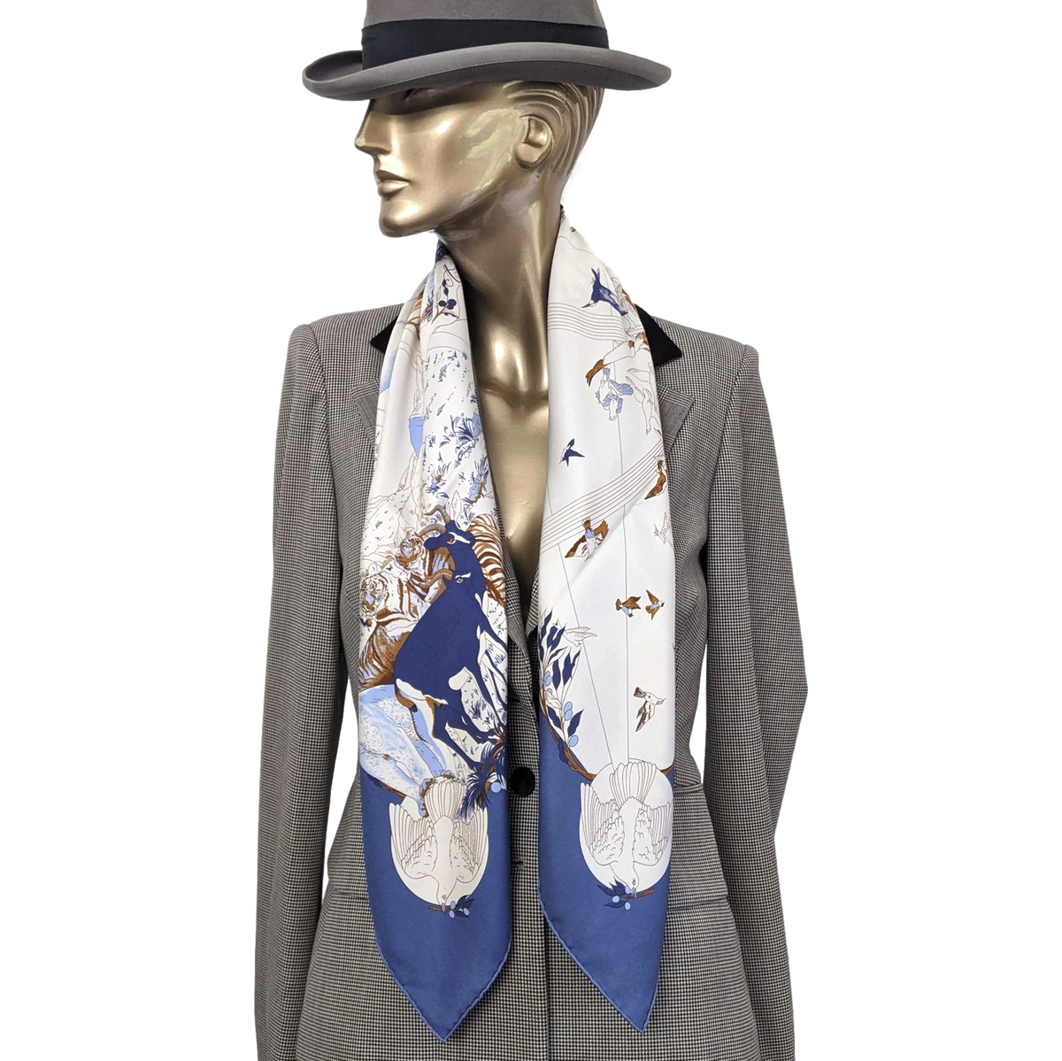 Hermes 2000 Bleu/Blanc "Apres le Deluge" by Zoe Pauwels Twill 90cm