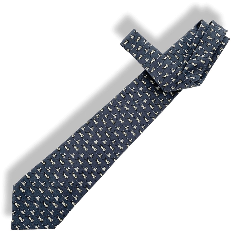 Hermes MECHANICHAT Twill Silk Tie