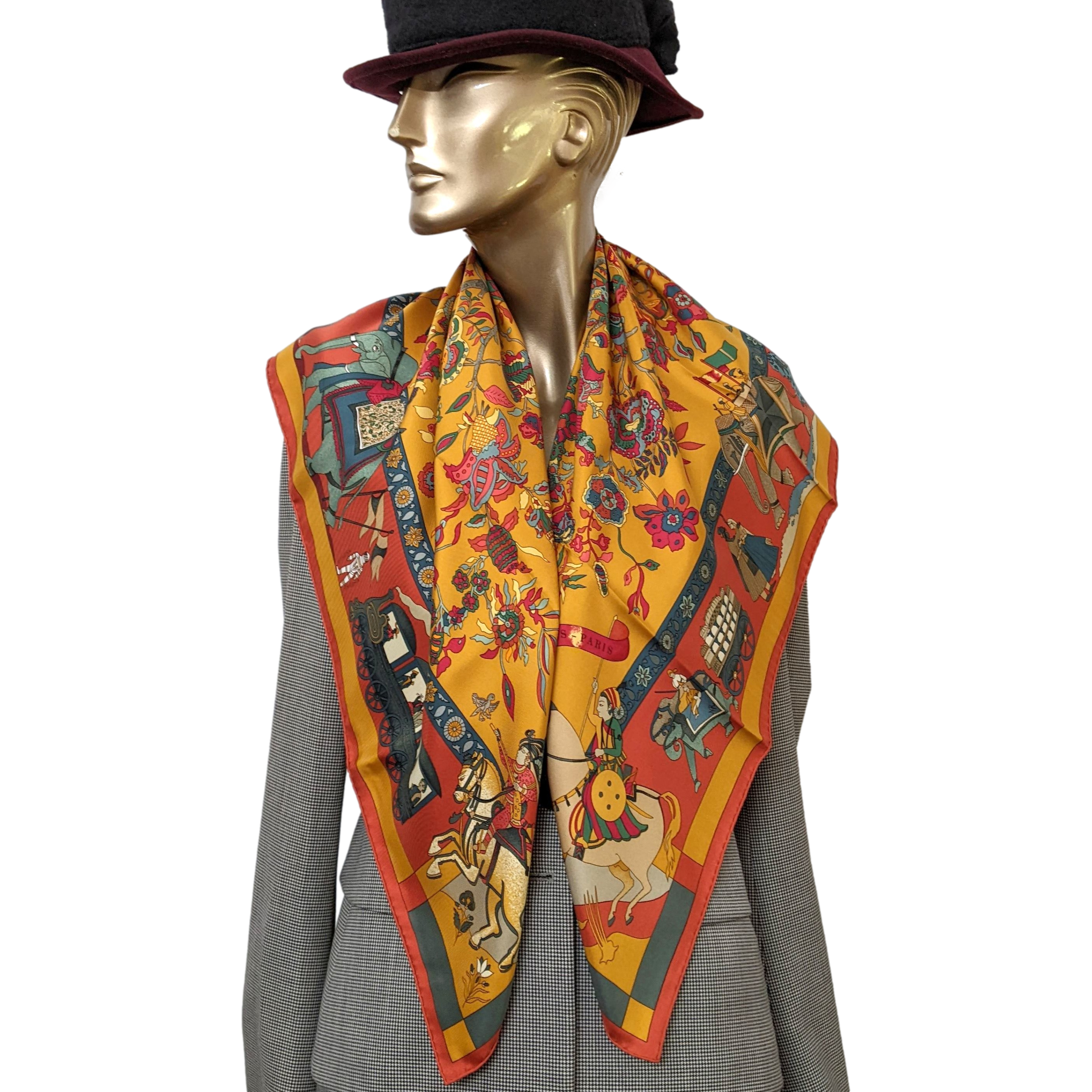 Hermes 1987 Original Issue ASTRONAUT RAKESH SHARMA Fantaisies Indiennes by Loic Dubigeon Twill 90cm