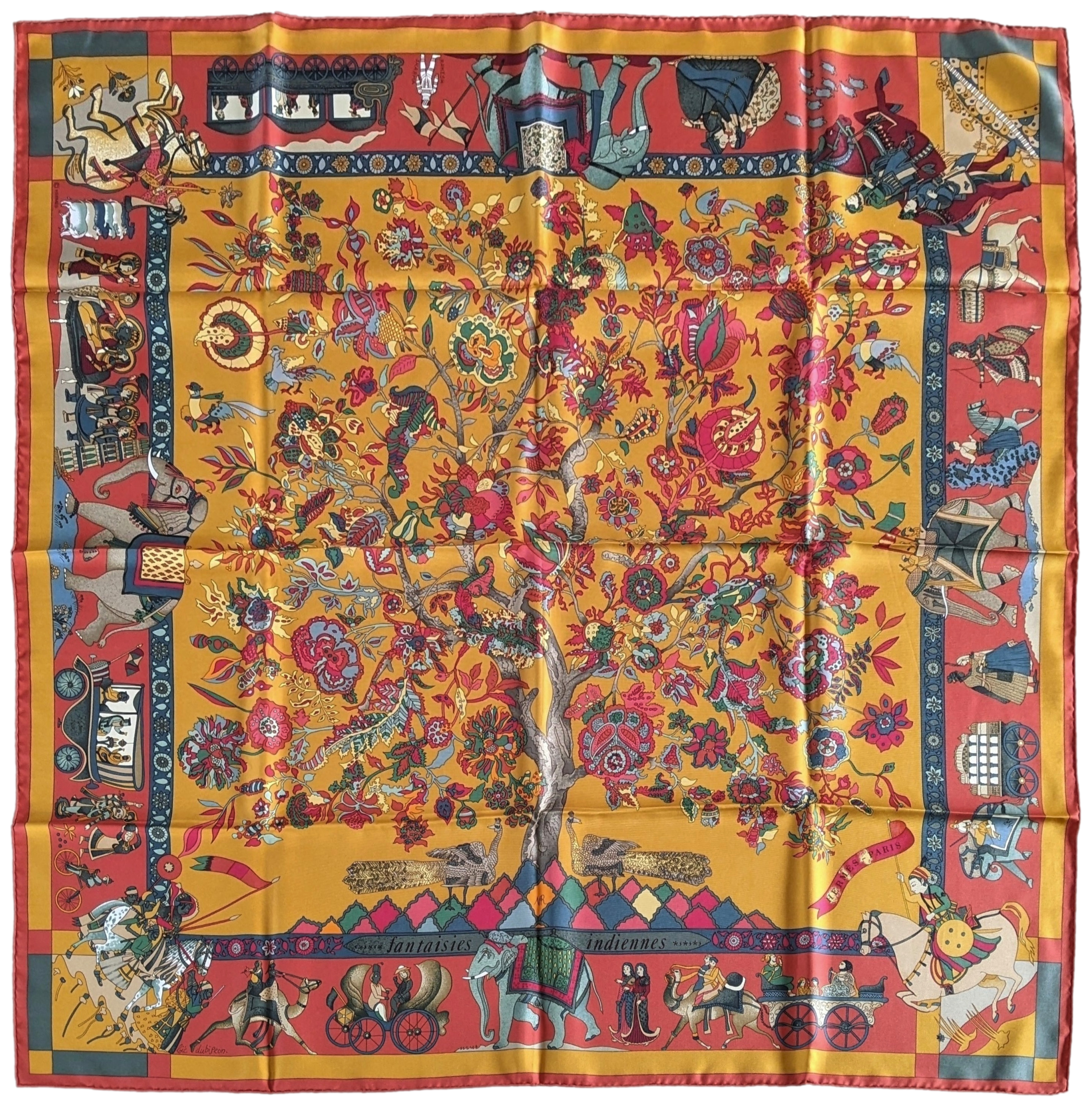 Hermes 1987 Original Issue ASTRONAUT RAKESH SHARMA Fantaisies Indiennes by Loic Dubigeon Twill 90cm