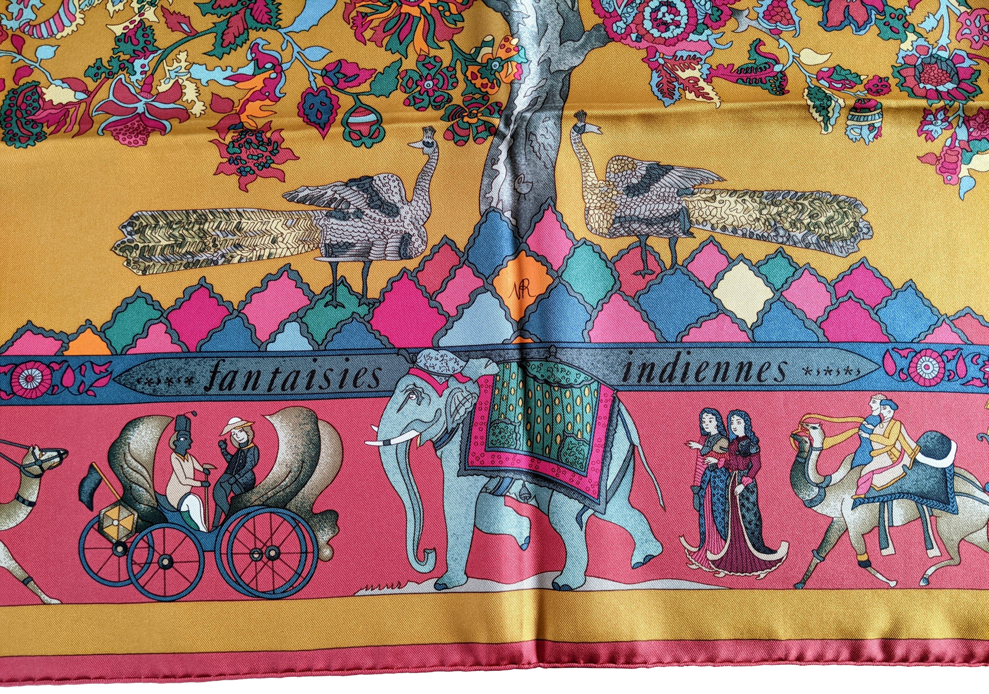 Hermes 1987 Original Issue ASTRONAUT RAKESH SHARMA Fantaisies Indiennes by Loic Dubigeon Twill 90cm