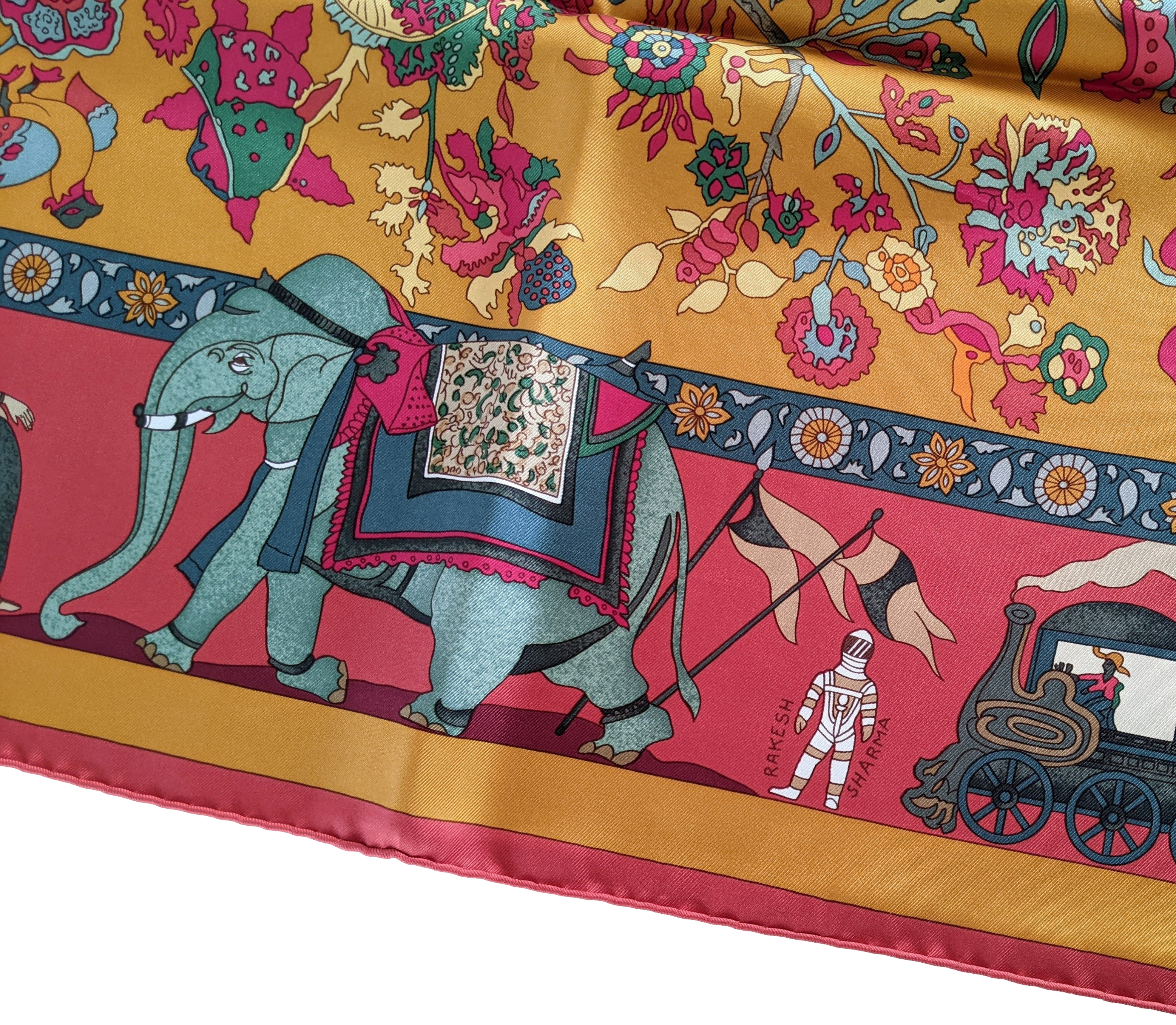 Hermes 1987 Original Issue ASTRONAUT RAKESH SHARMA Fantaisies Indiennes by Loic Dubigeon Twill 90cm