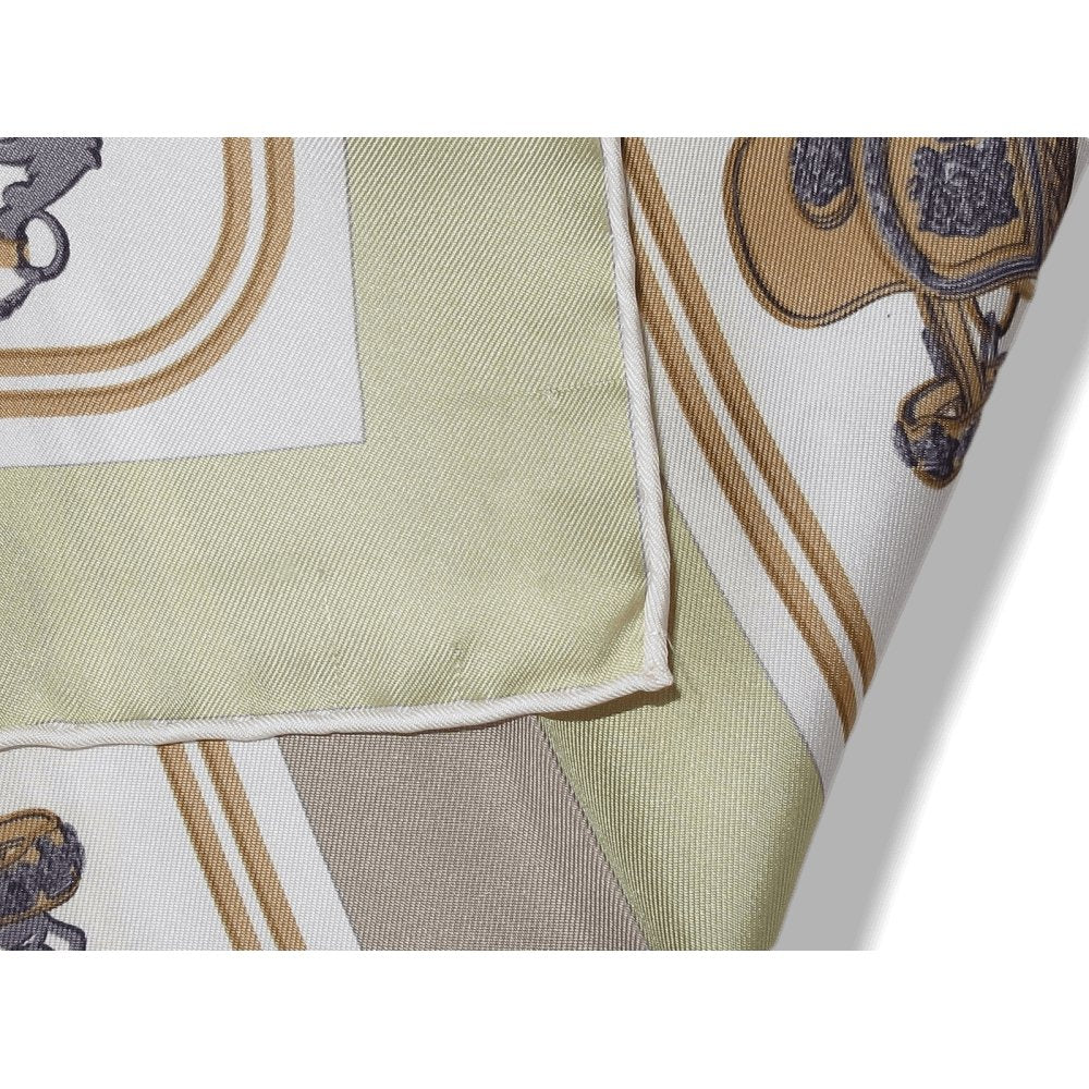 Hermes Atole, Etoupe, White Mini Brides de Gala Twill Silk 90
