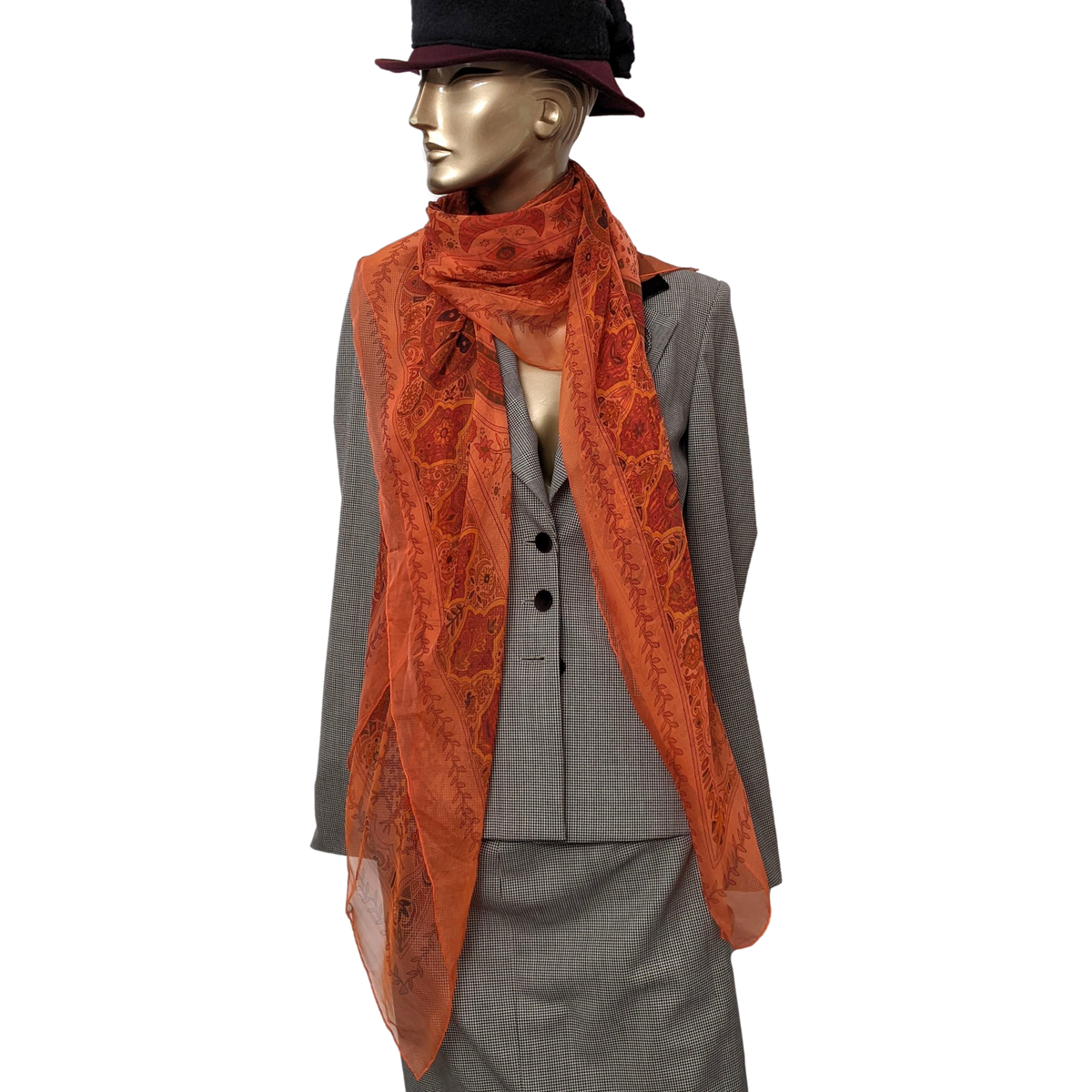 Hermes Lipstick/Corail " Aux Portes du Palais " by Christine Henry Mousseline Shawl 140