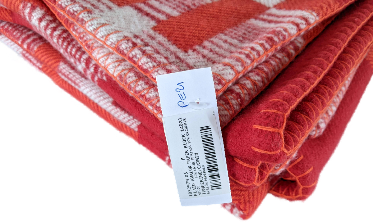 Hermes Tangerine Carmin "Avalon Paper Blok" Plaid 140 x 180 cm