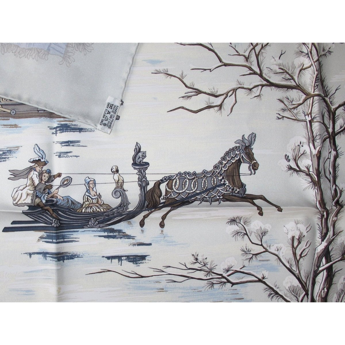 Hermes Traineaux et Glissades by F de la Perriere Silk Twill 90