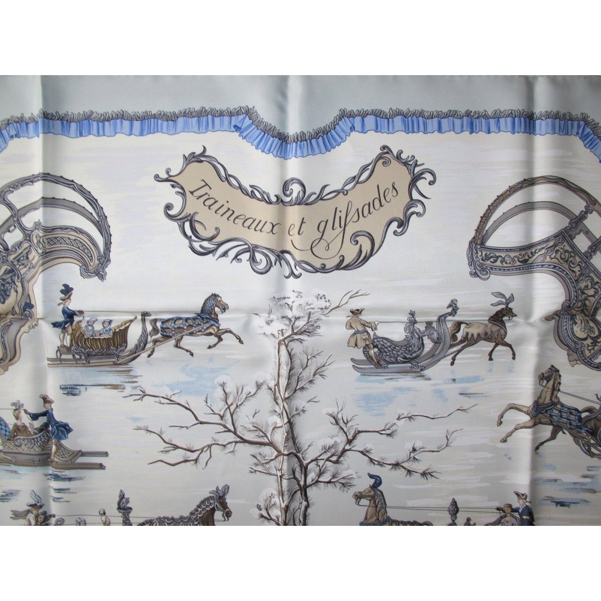 Hermes Traineaux et Glissades by F de la Perriere Silk Twill 90