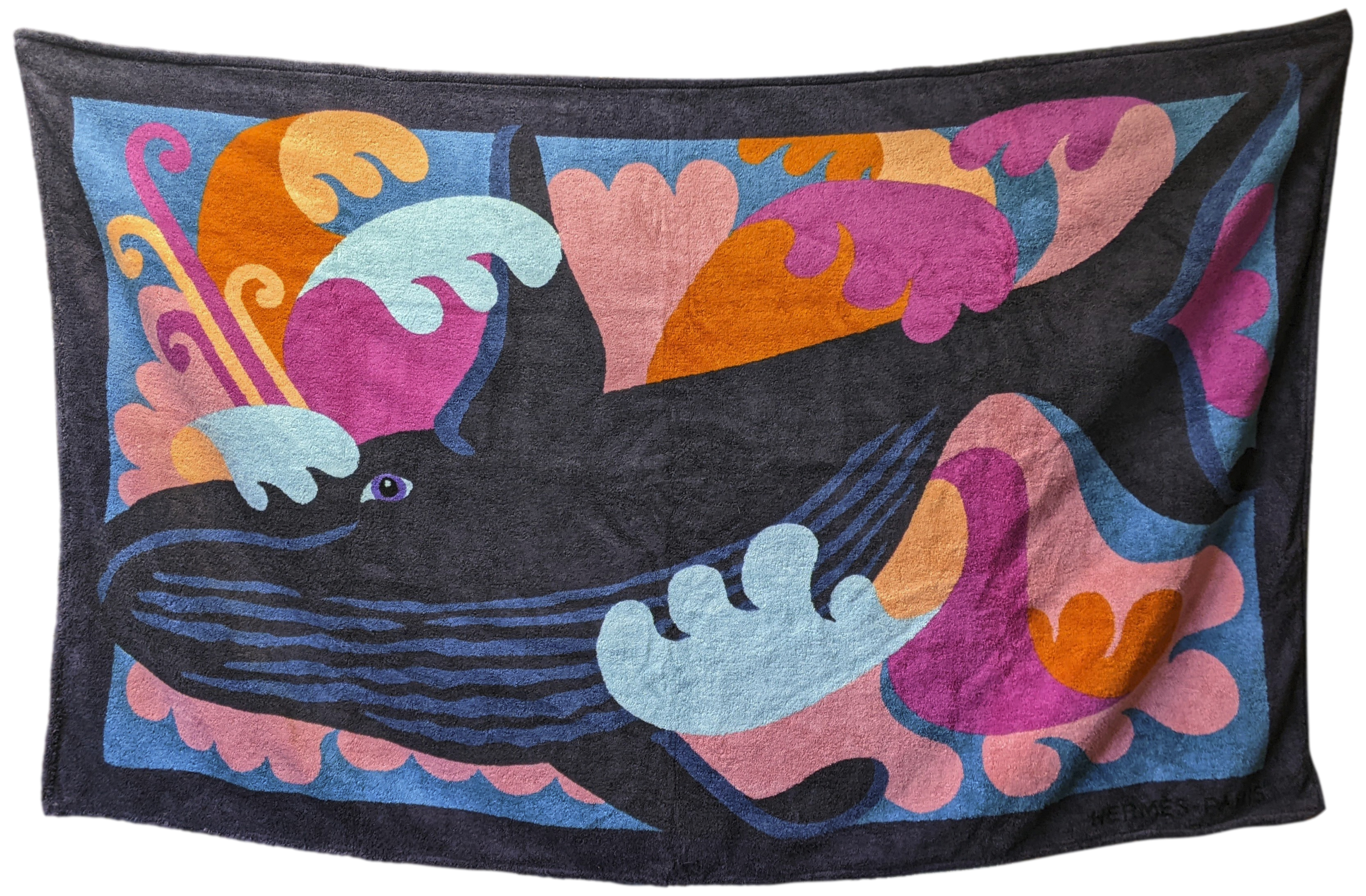 Produits Hermes Vintage "Baleine" Tapis de Plage Terry Beach Towel GM 150 x 90cm