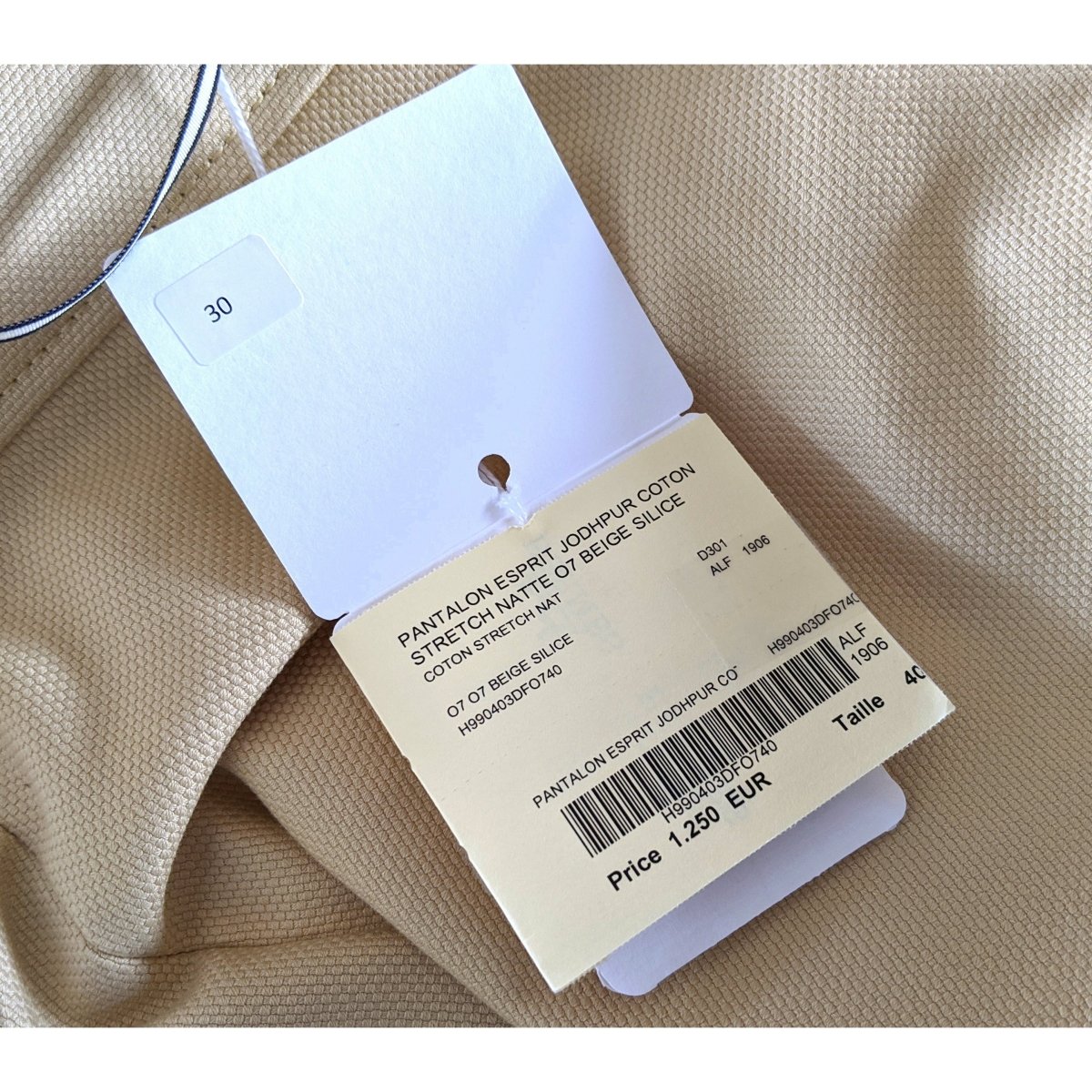 Hermes Beige Silice PANTALON ESPRIT JODHPUR Stretch Cotton Woman Pants, BNWT!