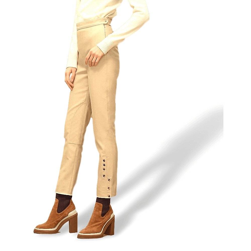 Hermes Beige Silice PANTALON ESPRIT JODHPUR Stretch Cotton Woman Pants, BNWT!