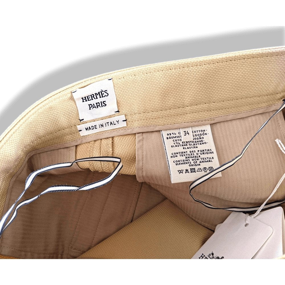 Hermes Beige Silice PANTALON ESPRIT JODHPUR Stretch Cotton Woman Pants, BNWT!