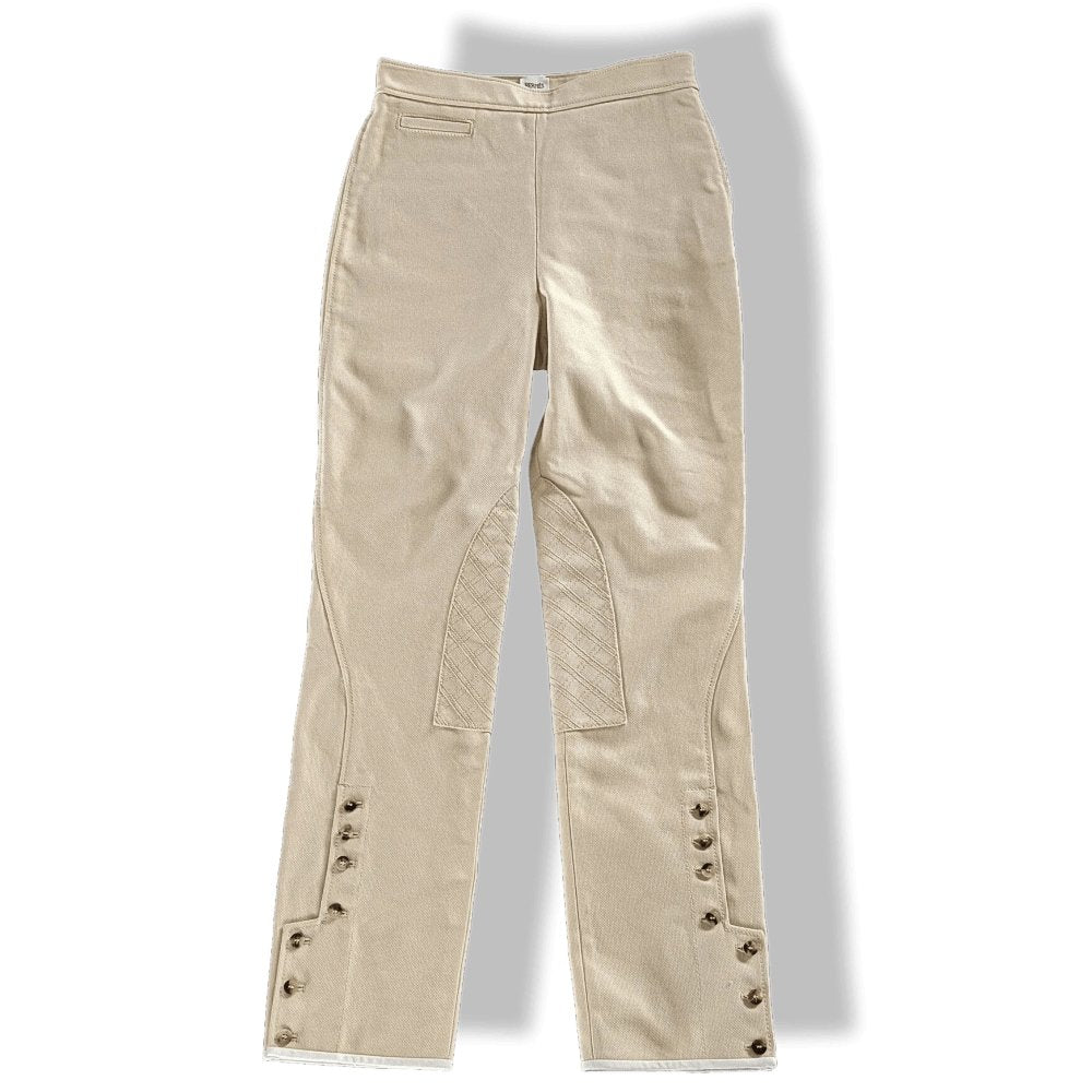 Hermes Beige Silice PANTALON ESPRIT JODHPUR Stretch Cotton Woman Pants, BNWT!