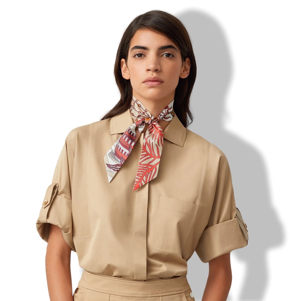 Hermes Beige/Corail/Brun LA DANSE DES AMAZONES Twilly, BNIB!