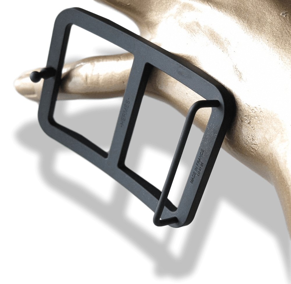 Hermes Black Silver TROTTEUR Belt Buckle 38mm