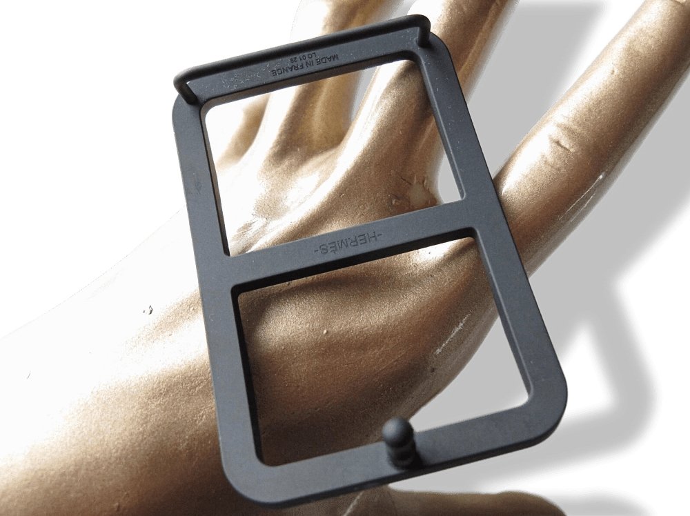 Hermes Black Silver TROTTEUR Belt Buckle 38mm
