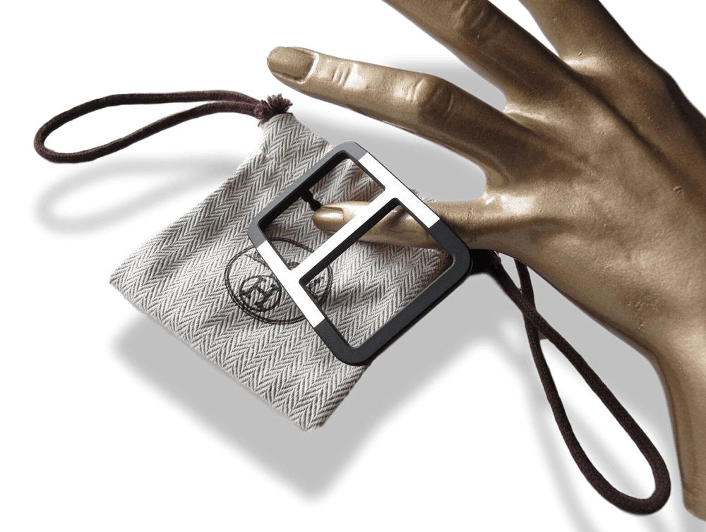 Hermes Black Silver TROTTEUR Belt Buckle 38mm