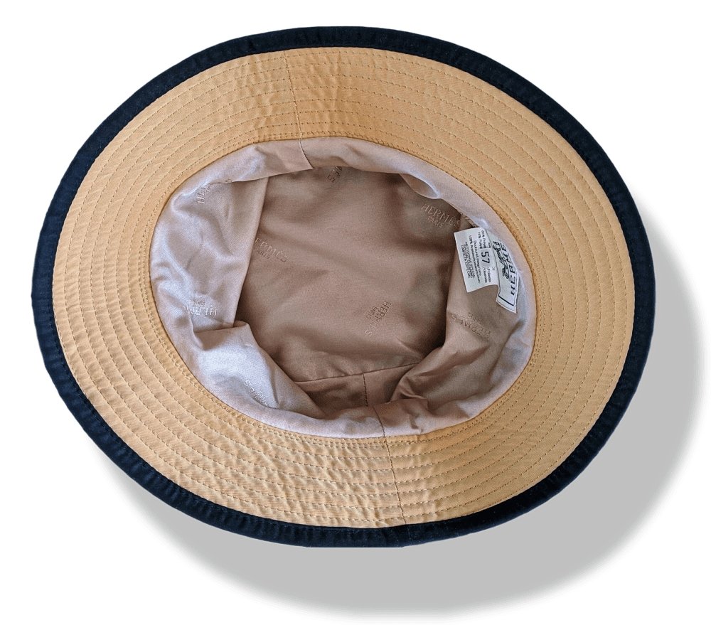 Hermes Black and Orange Embroidered H Bob Bucket Hat Sz57, New!