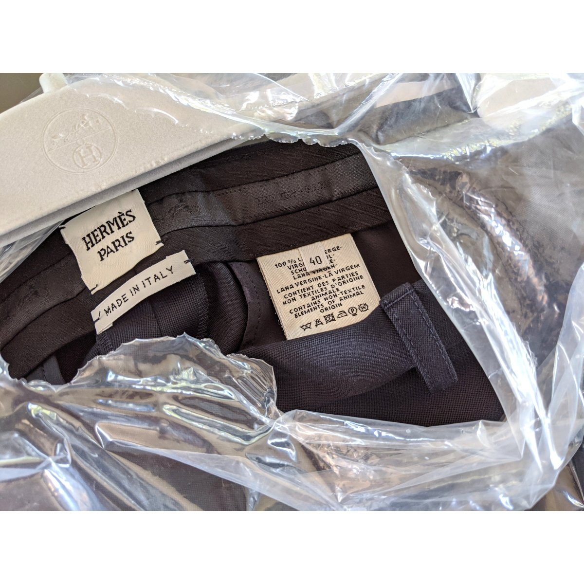 Hermes Black-Blue Grain de Poudre PANTALON CIGARETTE 100% Virgin Wool Women Pants Ret. €1200, BNWT! - poupishop