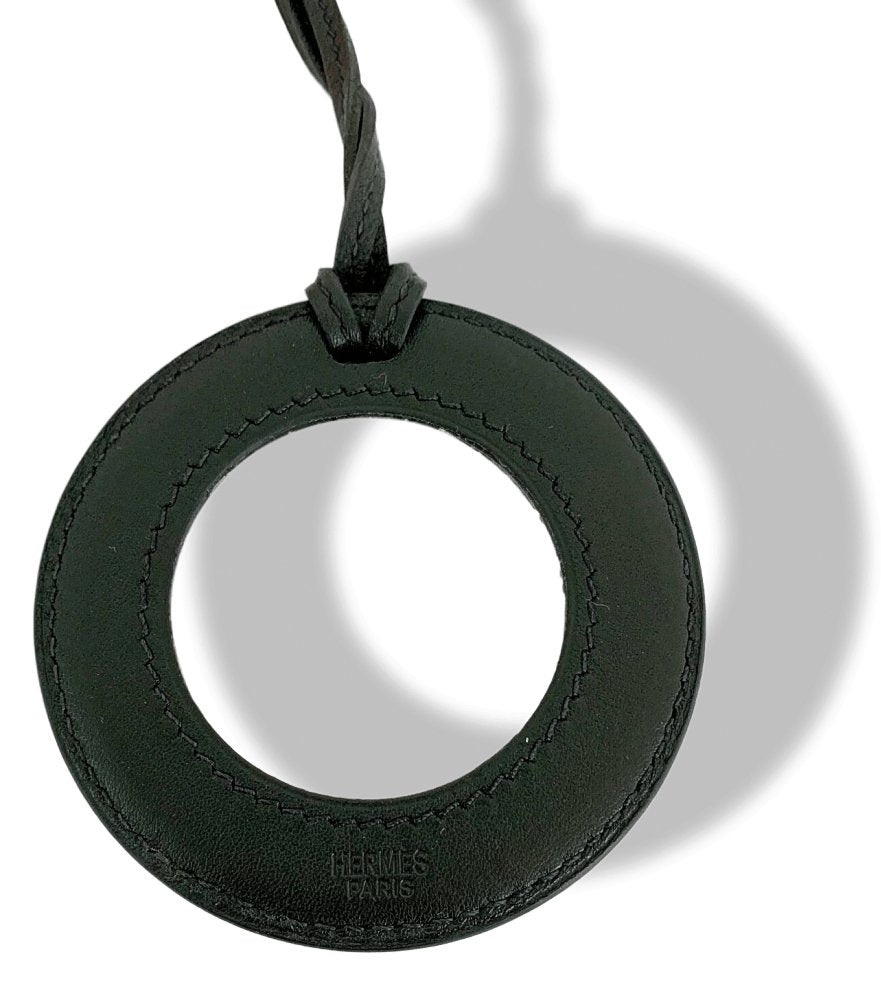 Hermes Black Calfskin Swift IN THE POCKET Magnifying Glass Pendant Sautoir, BNIB!