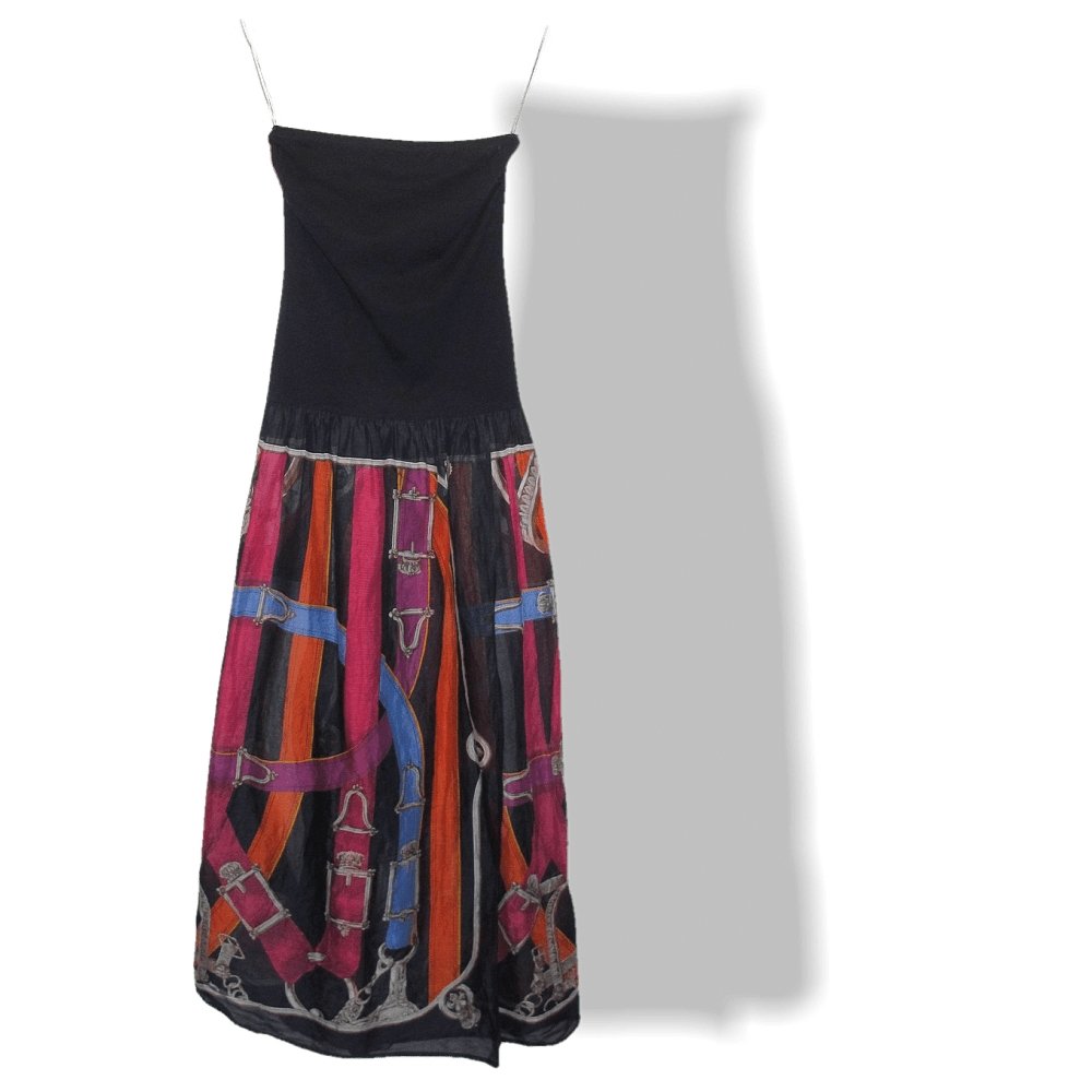Hermes Cavlcadour Cotton Summer Sleeveless Bustier Beach Dress