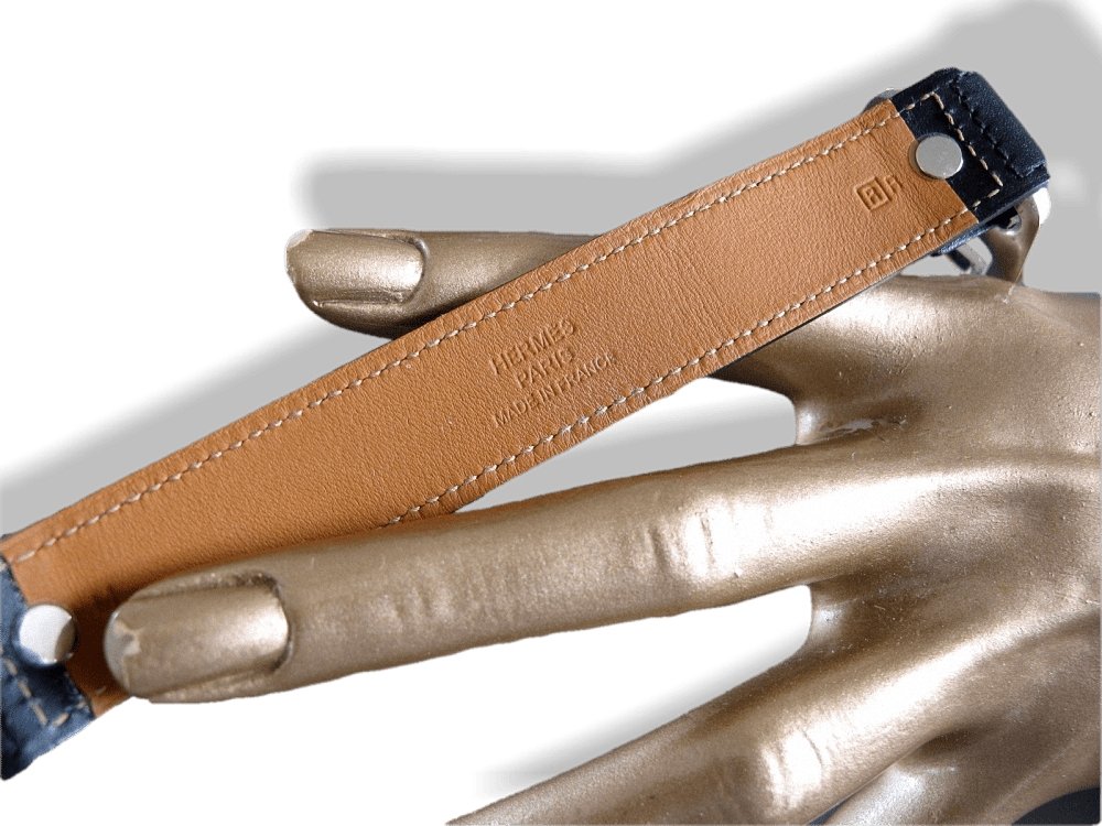 Hermes Chamonix Leather and Plated Silver Pagode Unisex Bracelet