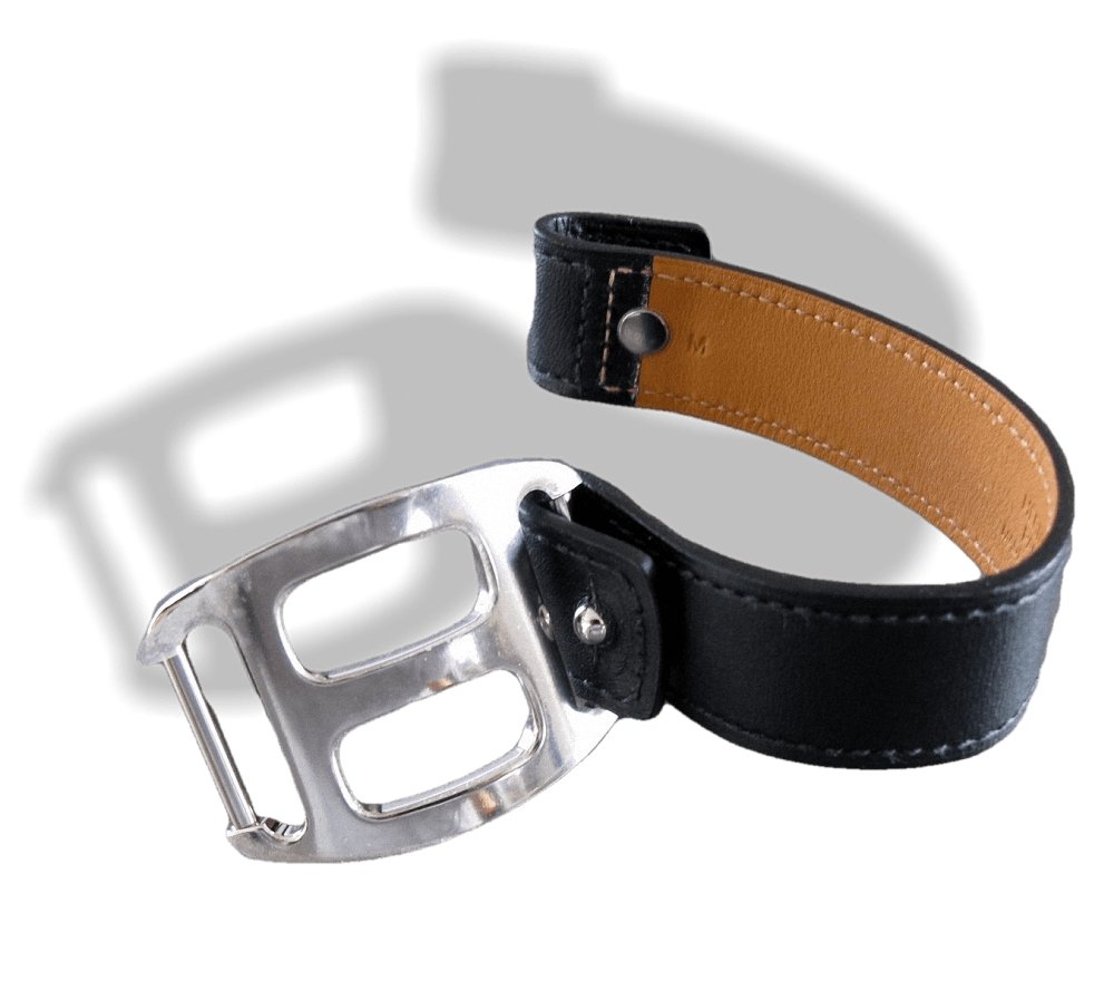 Hermes Chamonix Leather and Plated Silver Pagode Unisex Bracelet