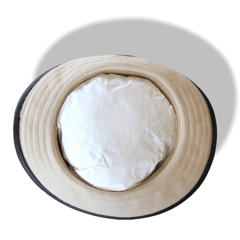 Hermes Black & Cream Calfskin/Cashmere Women Hat