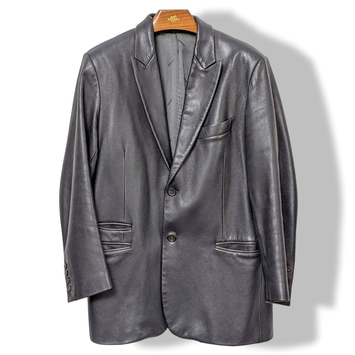 Hermes Black Deer Leather Men's Jacket Sz56, Pur Luxe!