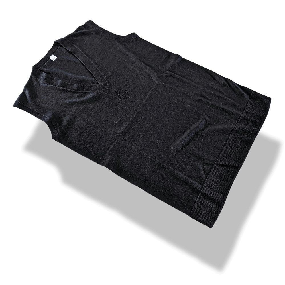 Hermes Black Fine Knite of Silk/Cotton UNIFORME H Sleeveless Sweater V, BNEW!