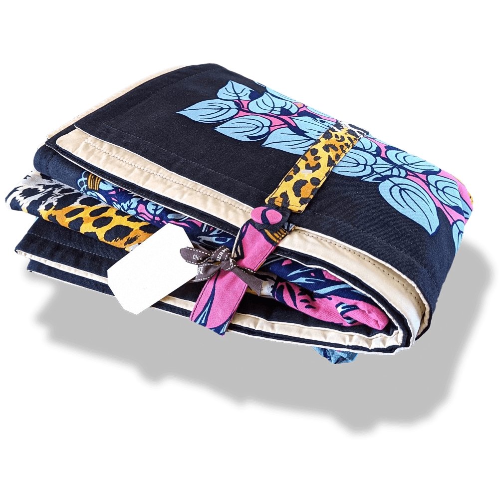 Hermes Black Fuchsia Blue JUNGLE LOVE Waterproof Floor Boat Mat 150 x 170, New!