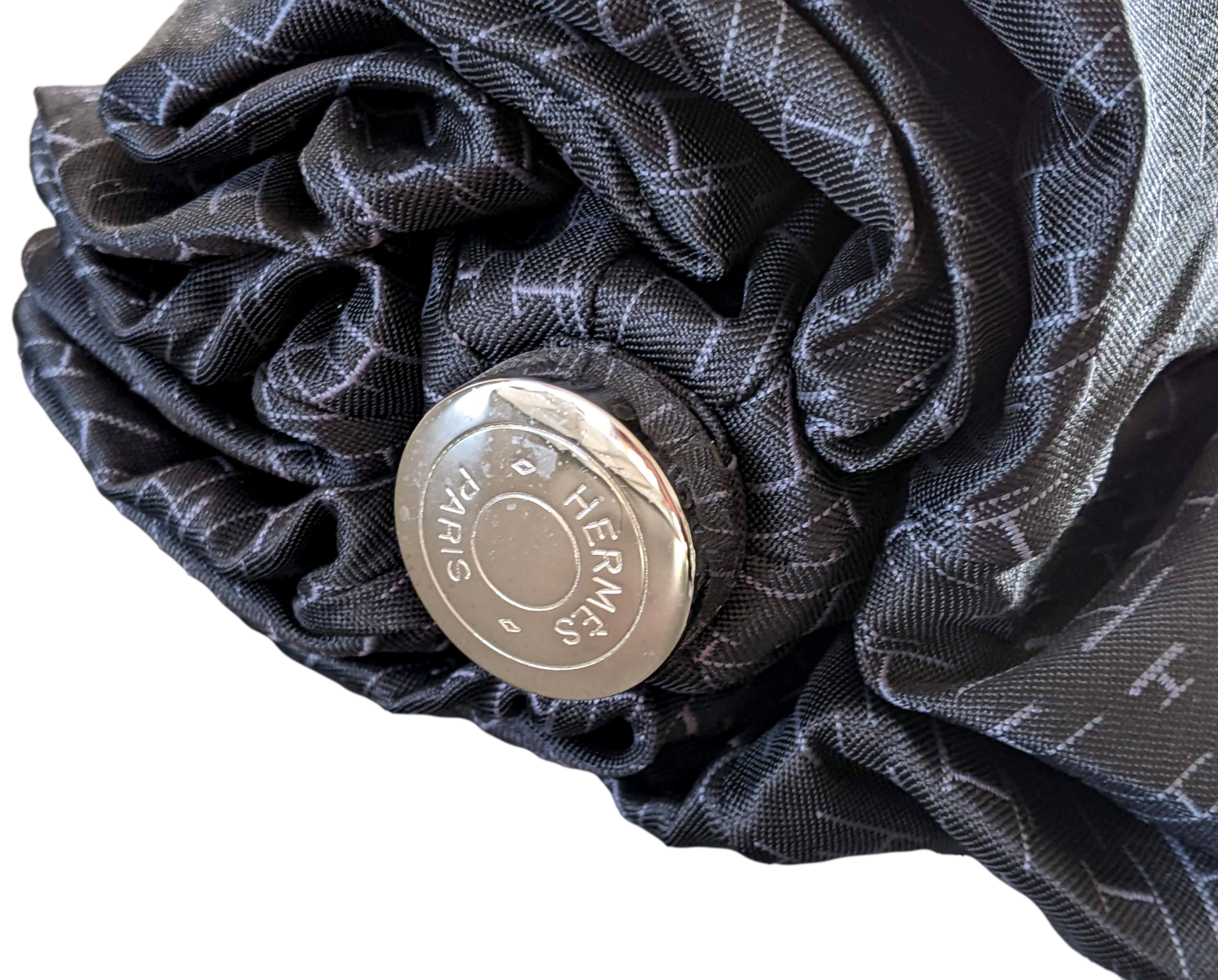 Produits Hermes Noir/Gris Parapluie " Pluie de H " Folding Umbrella,