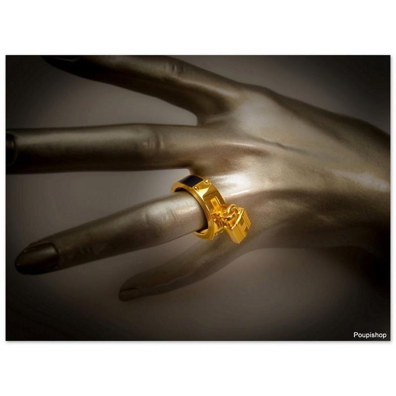 Hermes Black Kelly Scarf Ring / Unisex Ring Charm, NEW! - poupishop