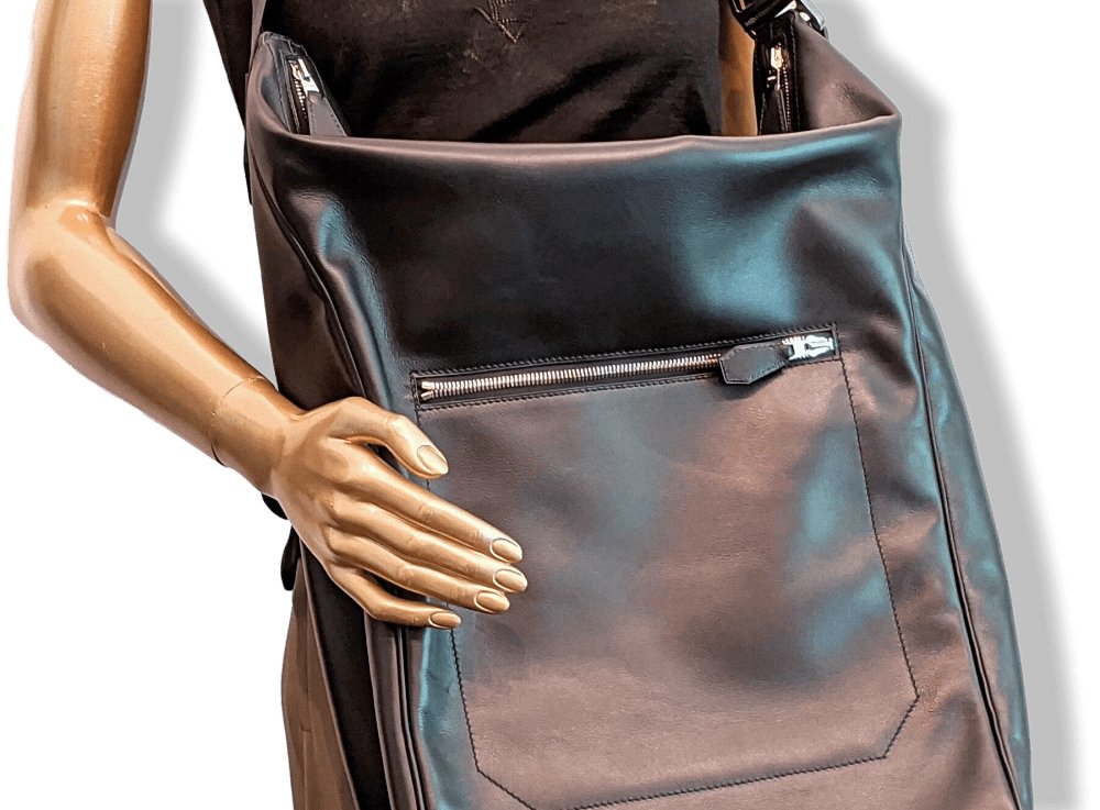 Hermes Black Lambskin and Palladium BIG SHOULDER TRAVEL SPORT BAG, Pur luxe, BNIB! - poupishop