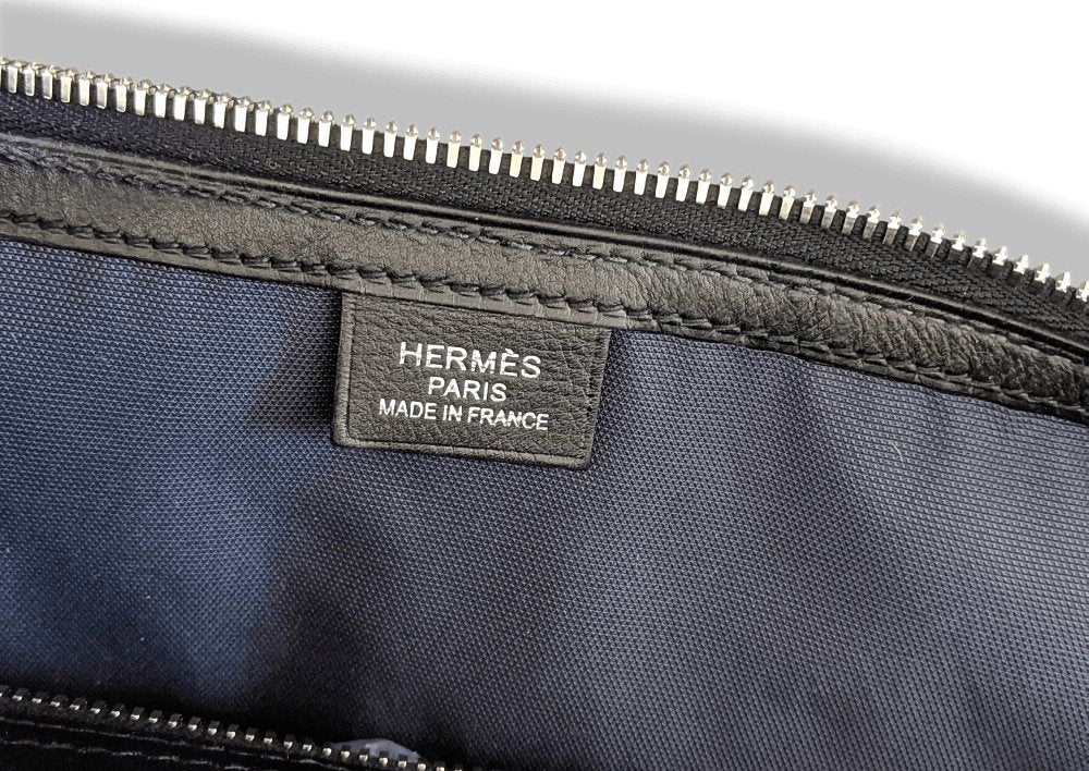 Hermes Black Lambskin and Palladium BIG SHOULDER TRAVEL SPORT BAG, Pur luxe, BNIB! - poupishop