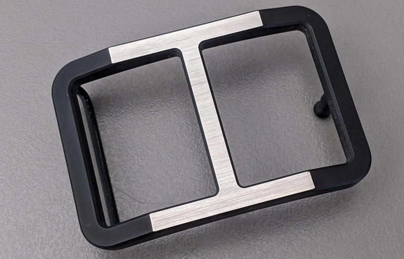 Hermes Black Matt and Brushed Silver Metal TROTTEUR Belt Buckle 32 mm, New with Pouch! - poupishop
