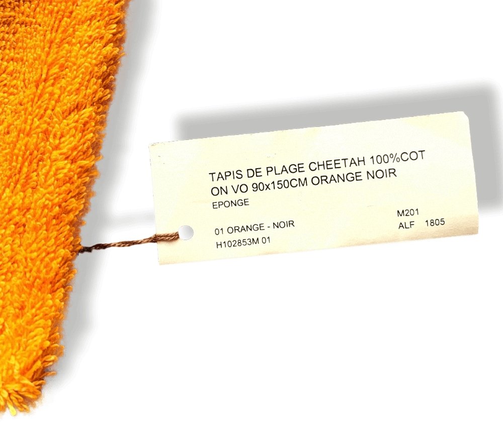 Hermes Black Orange CHEETAH Tapis de Plage Terry Beach Towel, XL 150 x 90cm cm, BNWT! - poupishop