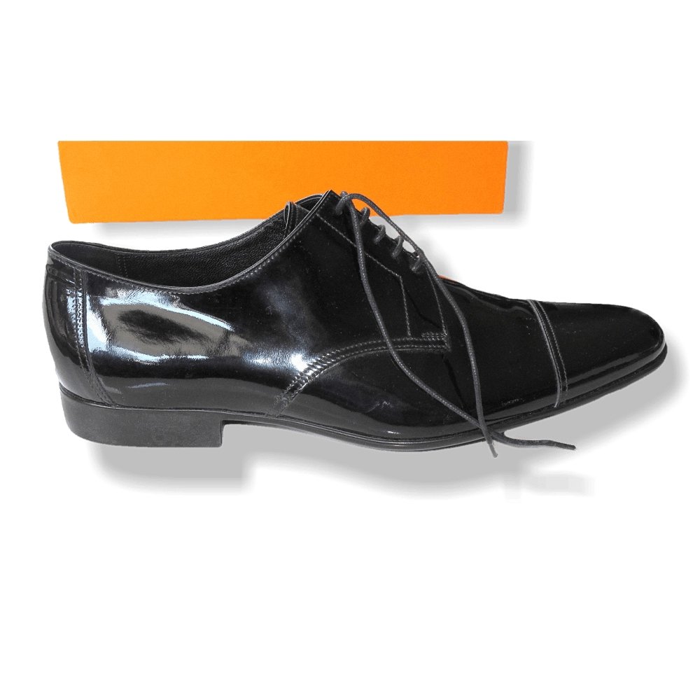 Hermes Black Patent Leather Coktail Party Wedding Men Shoes, NIB! - poupishop
