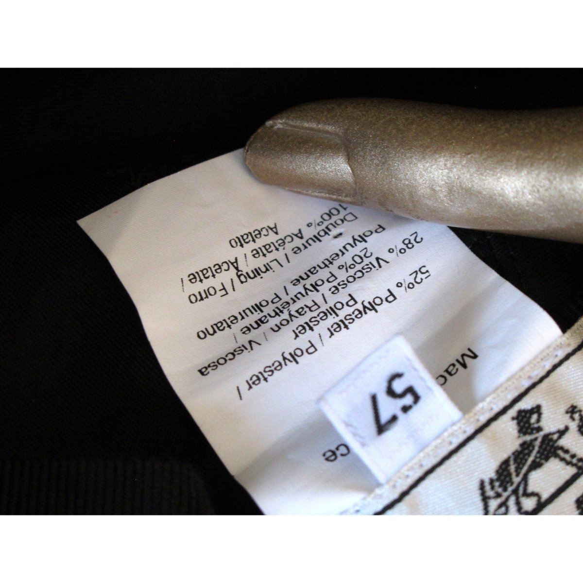 Hermes Black Serge Lily Officer Women Cap Hat Sz57, NWT! - poupishop