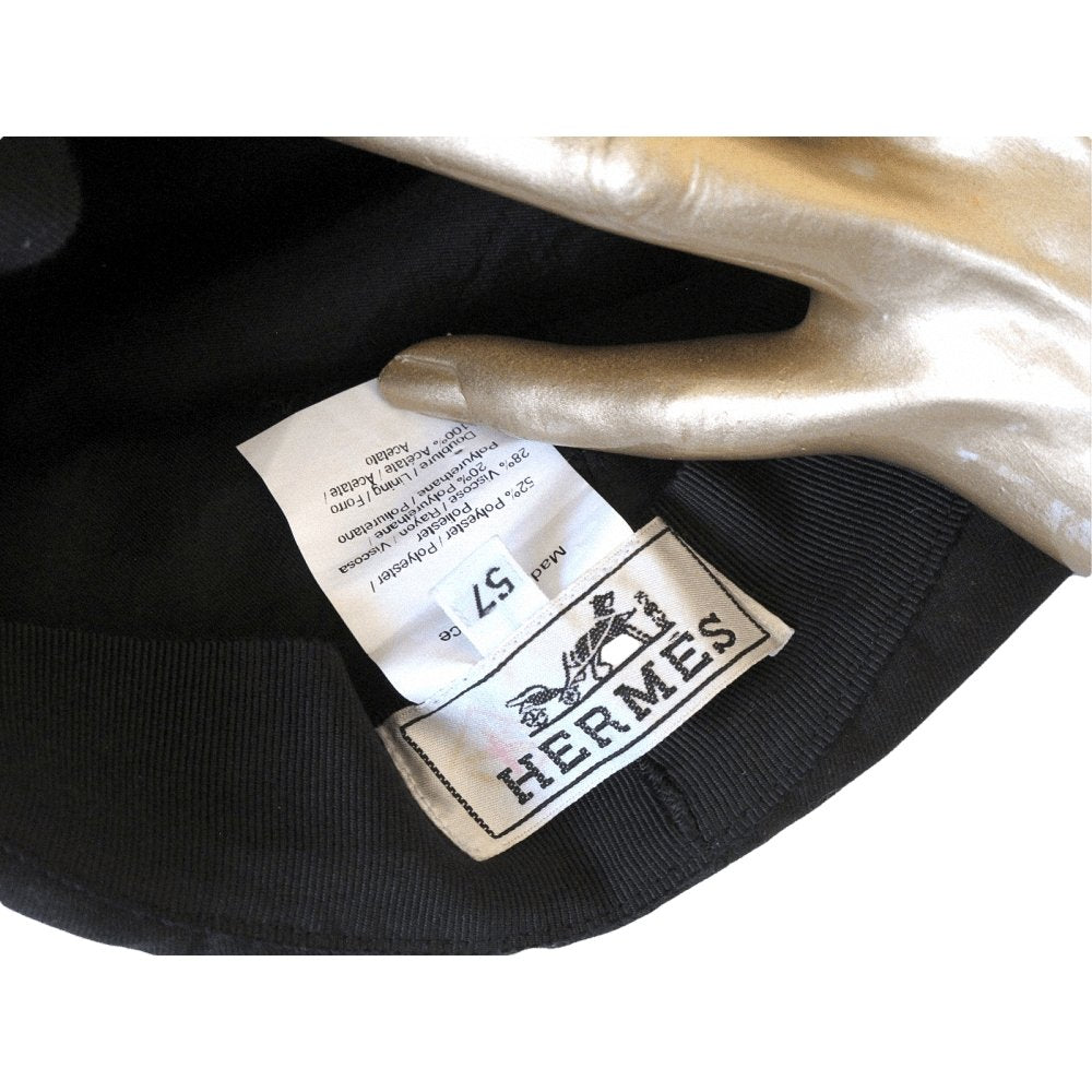 Hermes Black Serge Lily Officer Women Cap Hat Sz57, NWT! - poupishop
