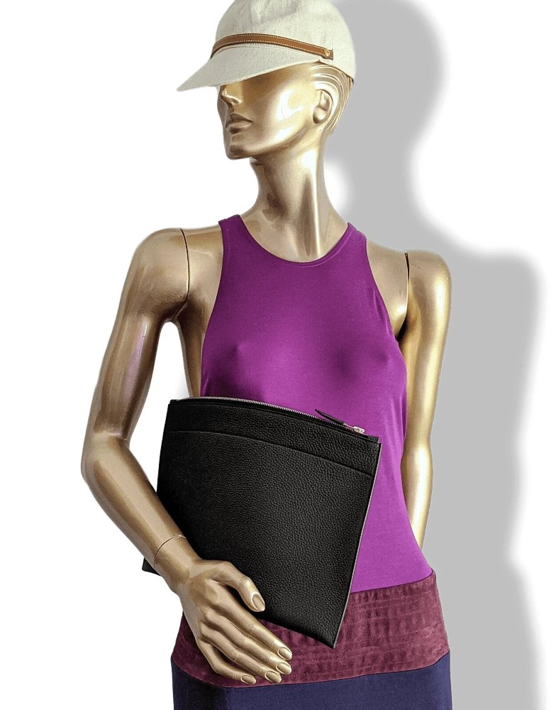 Hermes Black Togo Calfskin TROUSSE BAZAR MM Zipped Pochette Bag, BNWTIB! - poupishop